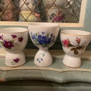 Floral Porcelain Egg Cups Set
